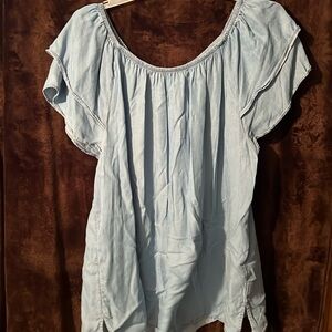 Round neck chambray
